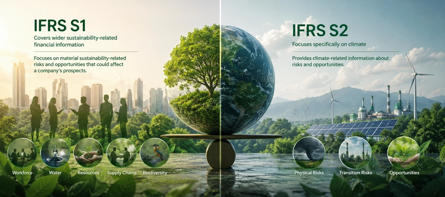 Difference between IFRS S1 and IFRS S2